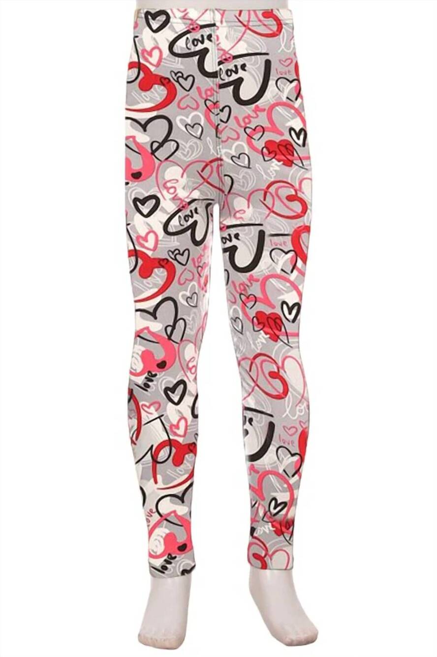 NEW LOVE IT kid's valentine's leggings in grey heart